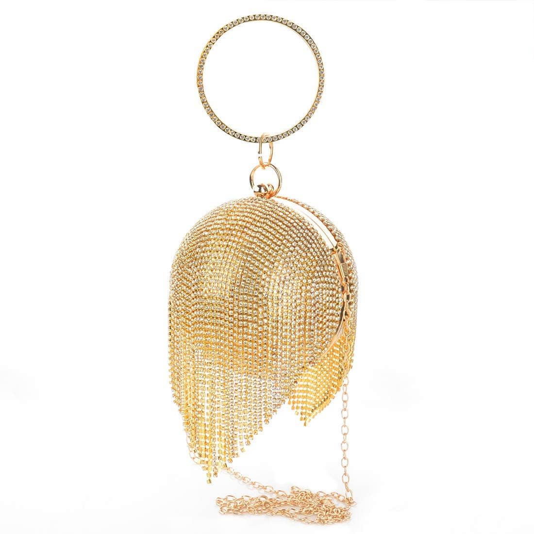 Ball Shape Ring Handle Fringe Diamante Evening Bag Dare Boutique