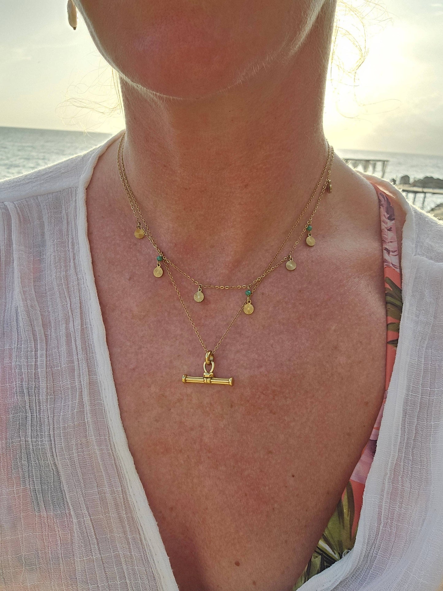 MG T Bar Necklace - Gold / Silver