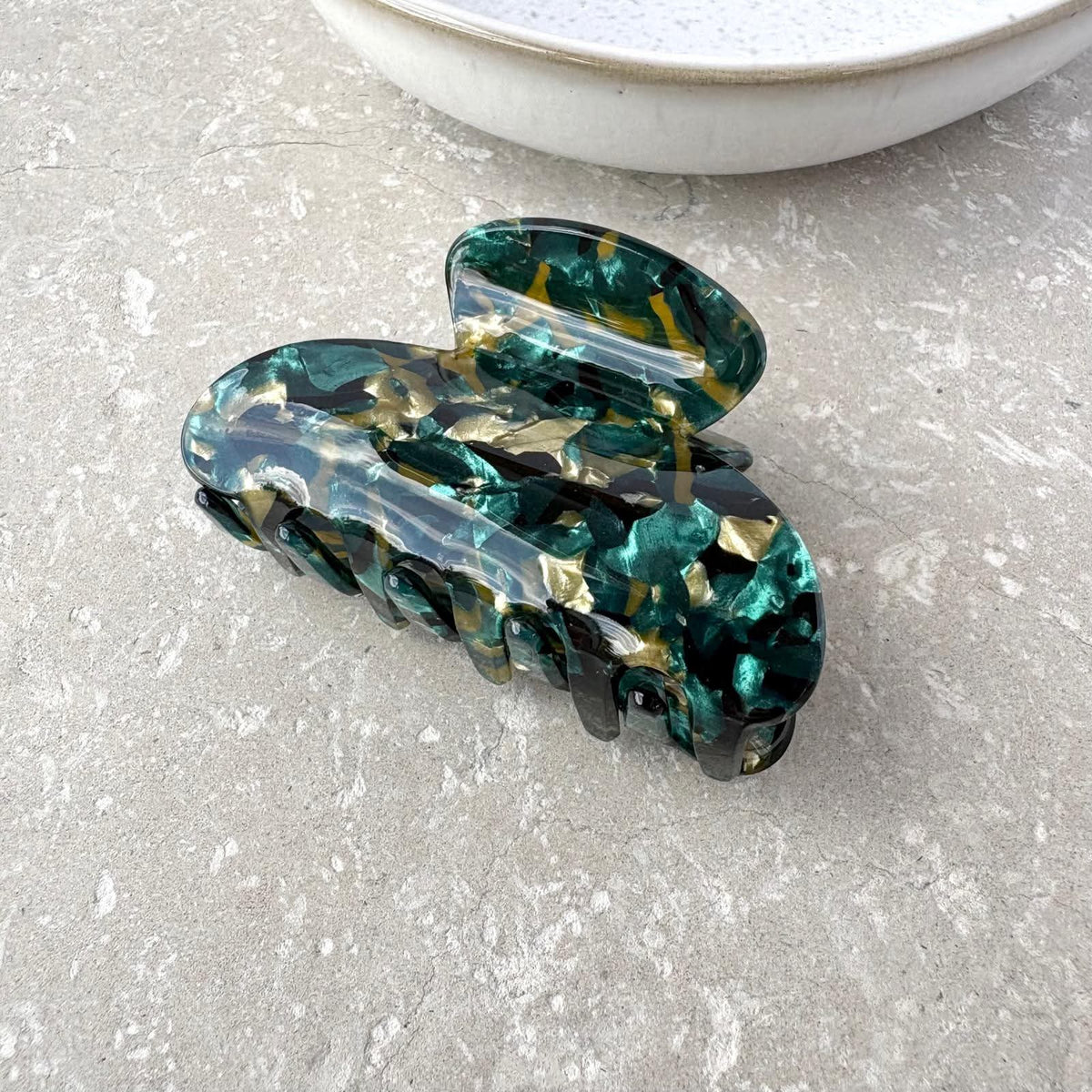 Small Claw Clip - Green / Gold