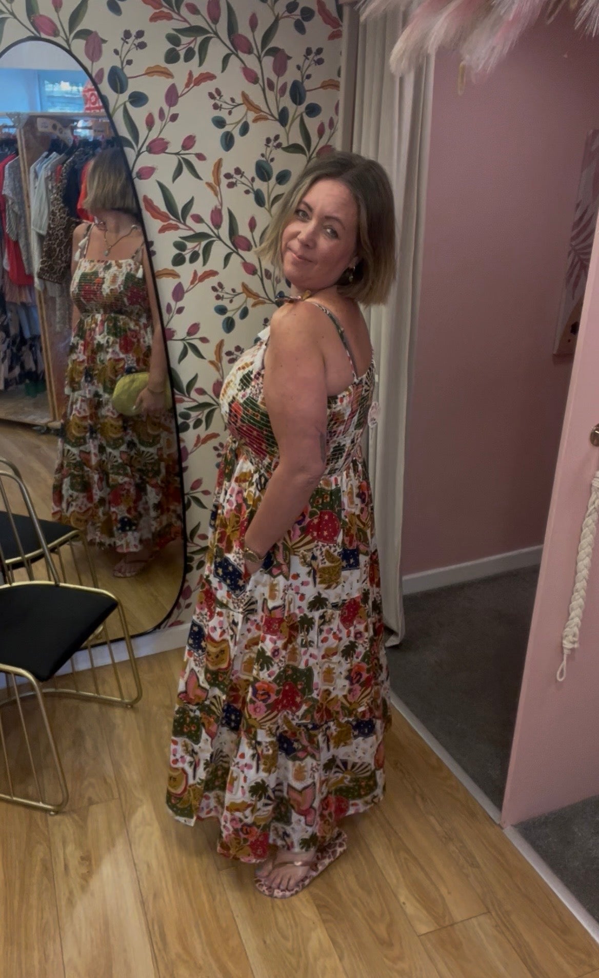 Whimsical Shirred Midi Dress