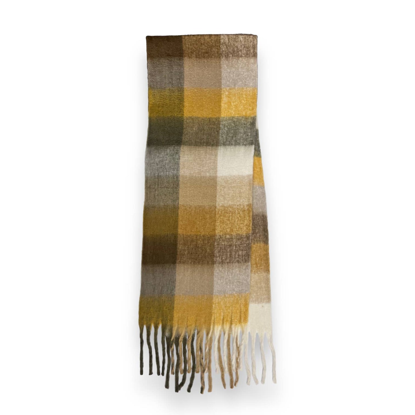 Soft Check Blanket Scarf - Mustard