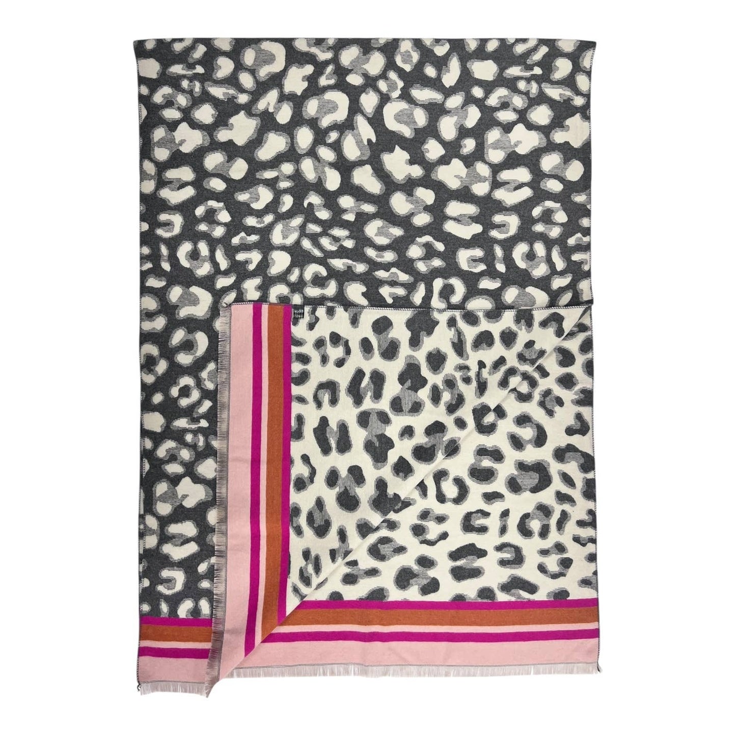 Leopard Print Scarf with Border