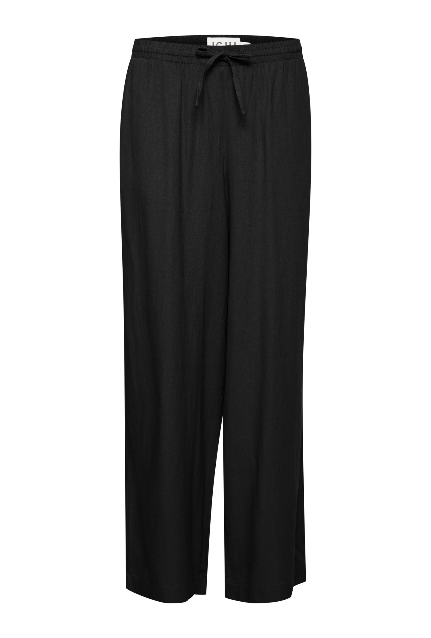 Linen Blend Loose Fit Trouser - Black