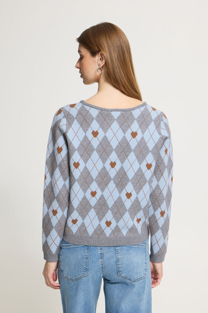 Brielle Jumper - Blue & Grey Argyle