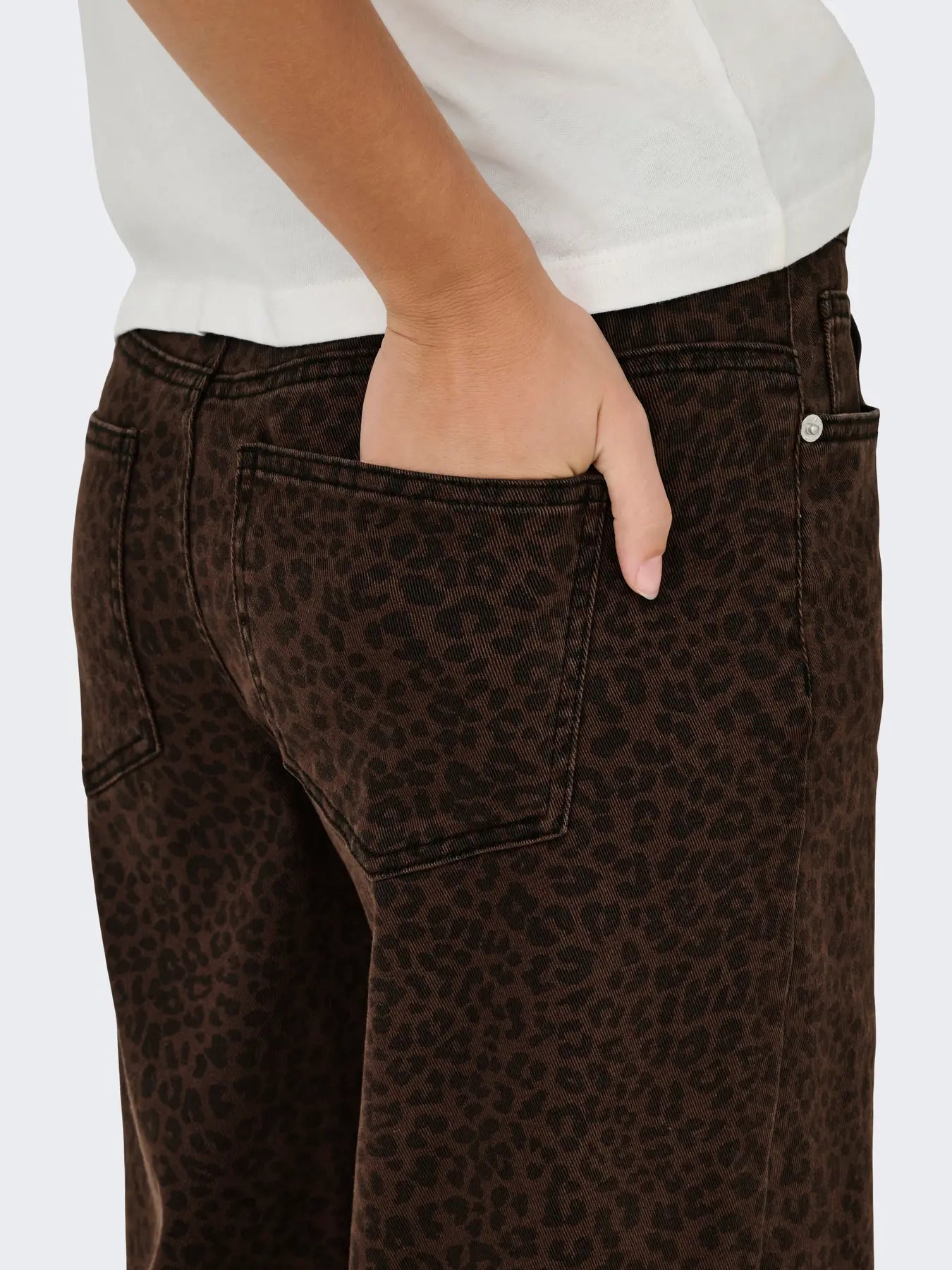 High Waist Wide Leg Jean - Chocolate Leopard
