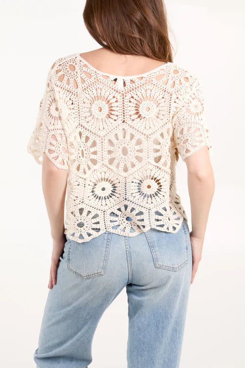 Geo Crochet Top - Stone