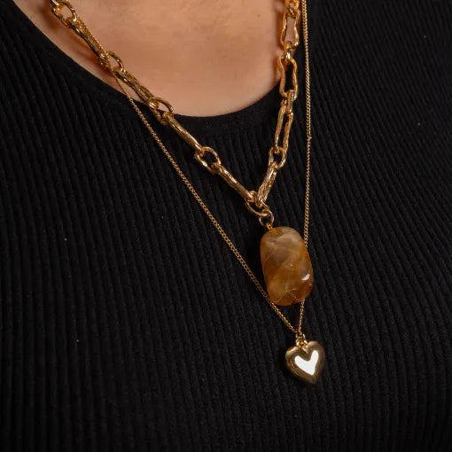Layered Necklace - Gold with Argonite