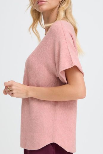 Misty Short Sleeve Light Knit Top - Rose