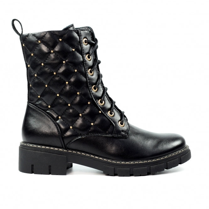 Nadia Gold Studded Boots Black