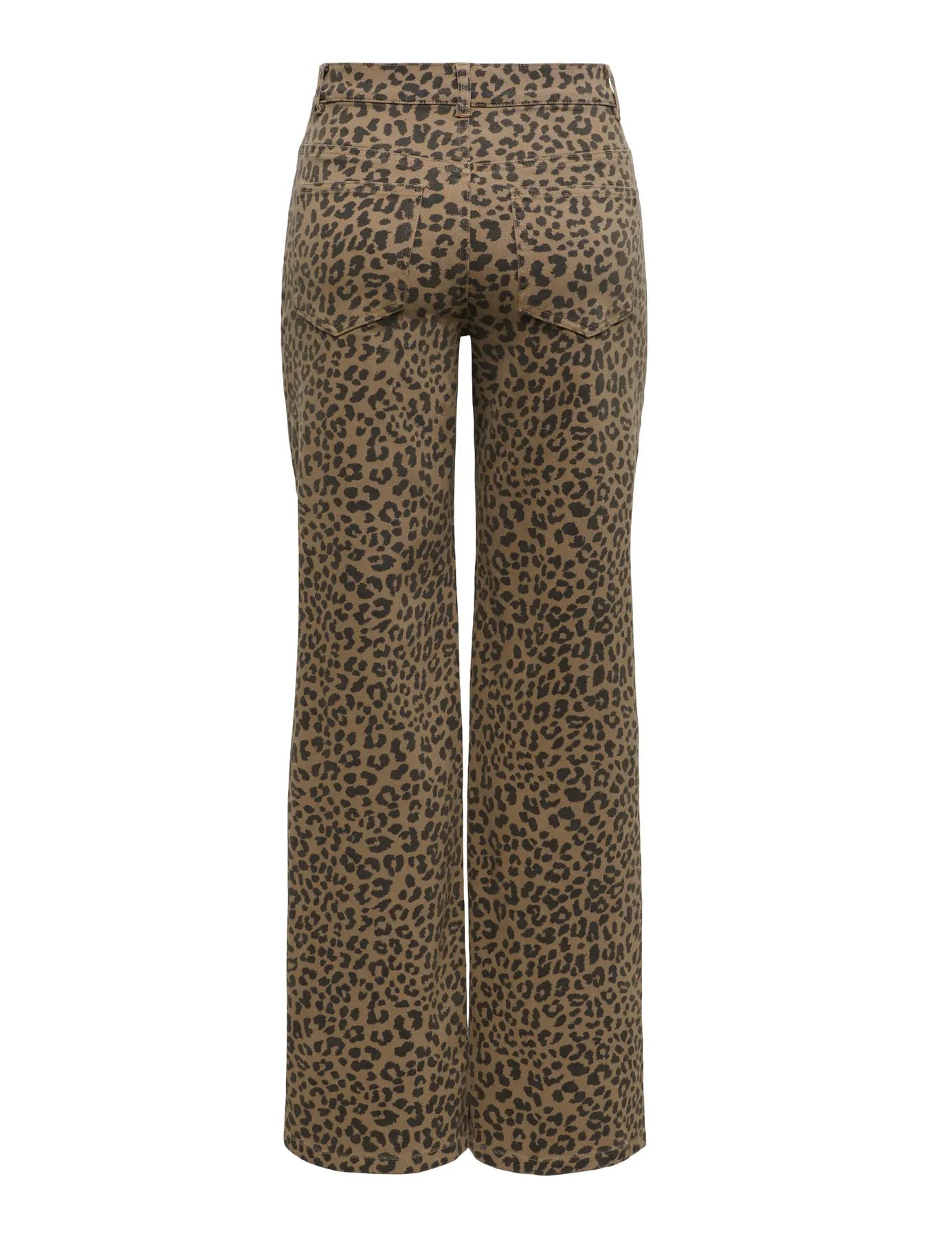 High Waist Wide Leg Jean - Tan Leopard