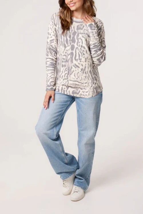 Fine Knit Animal Print Jumper