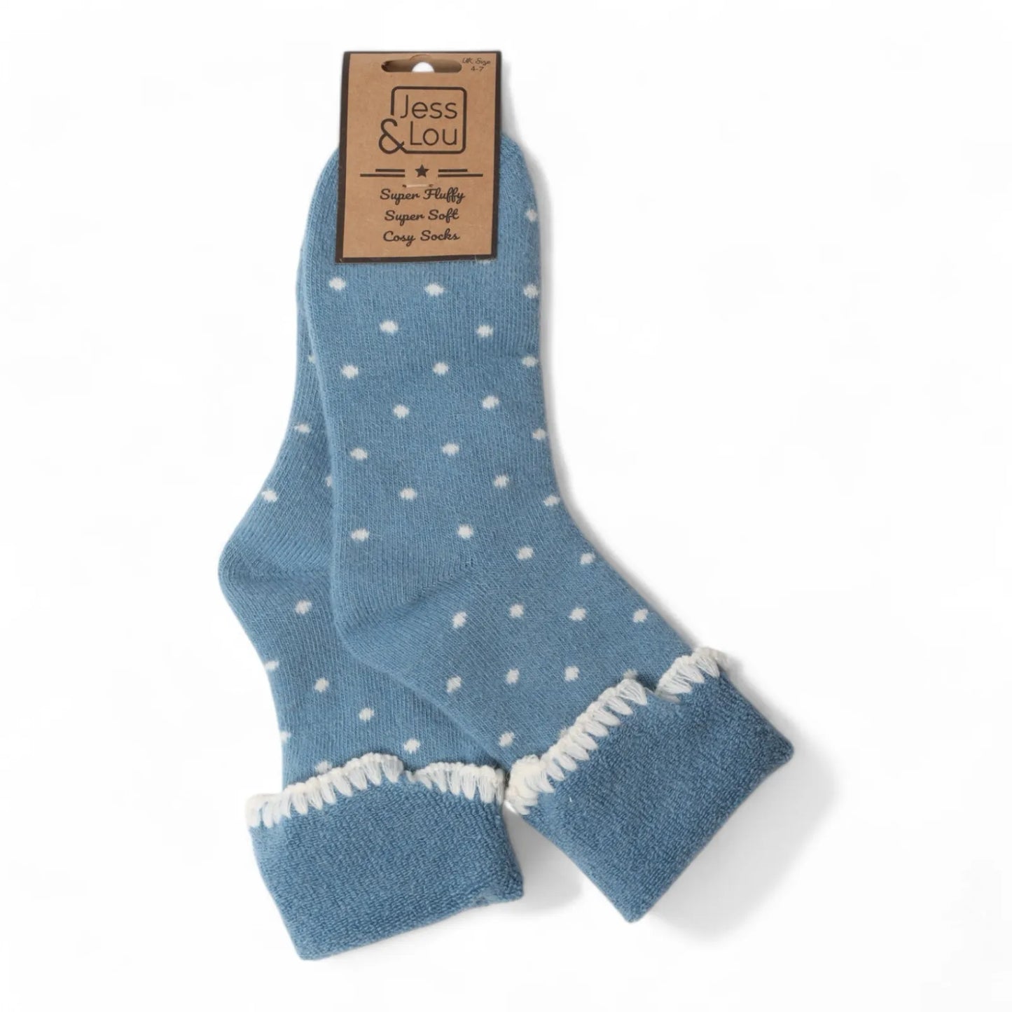Cosy Sock with Cuff - Blue Dotty