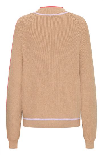 Boston Turtle Neck Jumper - Sepia Block