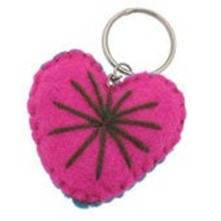 Felt Heart Keyring - Multi
