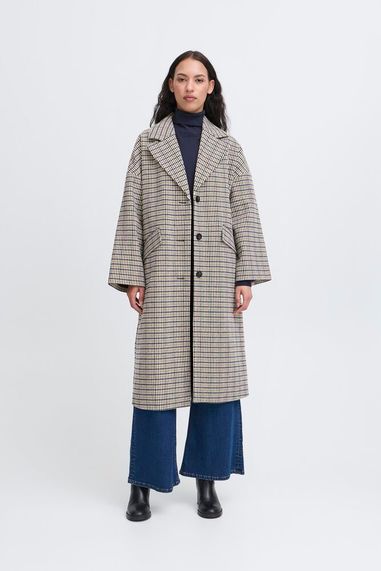 Laura Oversized Coat - Navy Multi Check