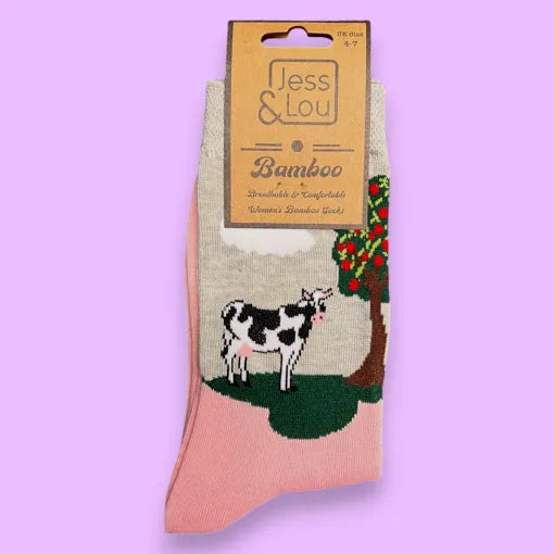 Bamboo Sock - Pink Farmyard