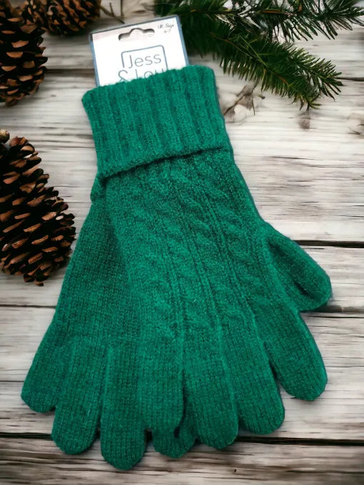 Cosy Cable Gloves - Green