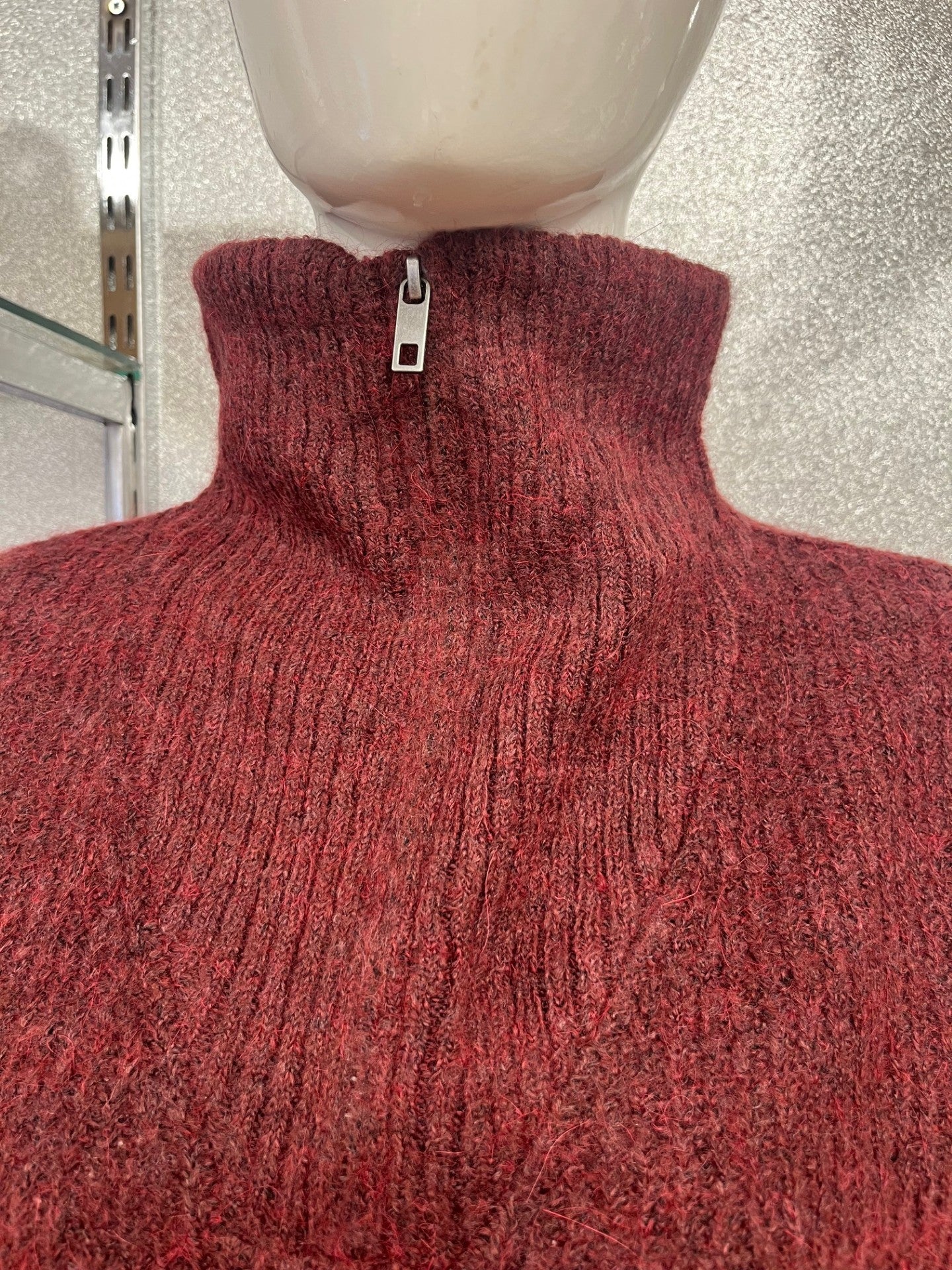Mara Funnel Zip Neck Jumper - Maroon