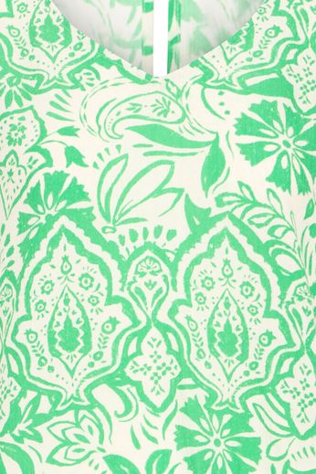 Marrakech V Neck Top - Green Print