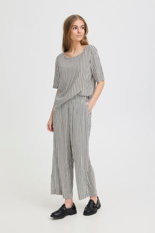Marrakech V Neck Top - Navy Stripe