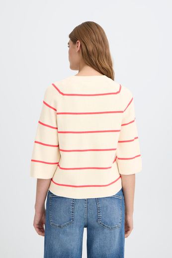 Boston Half Sleeve Rib Knit - Pink / Cream Stripe