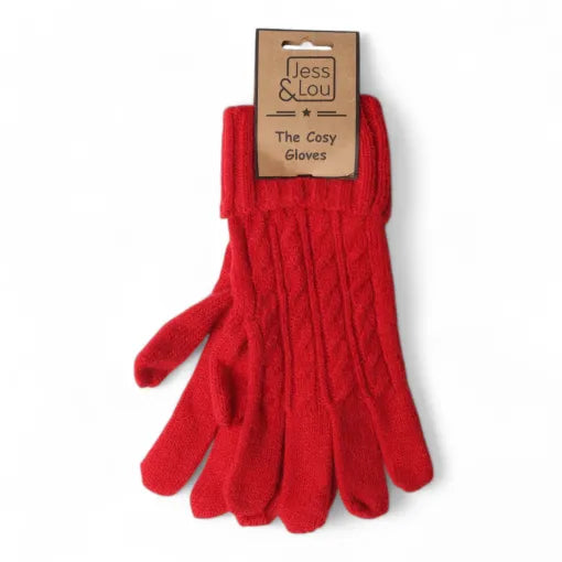 Cosy Cable Gloves - Red