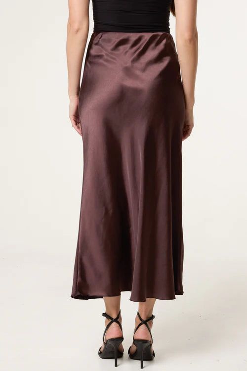 Slinky Midi Skirt - Chocolate