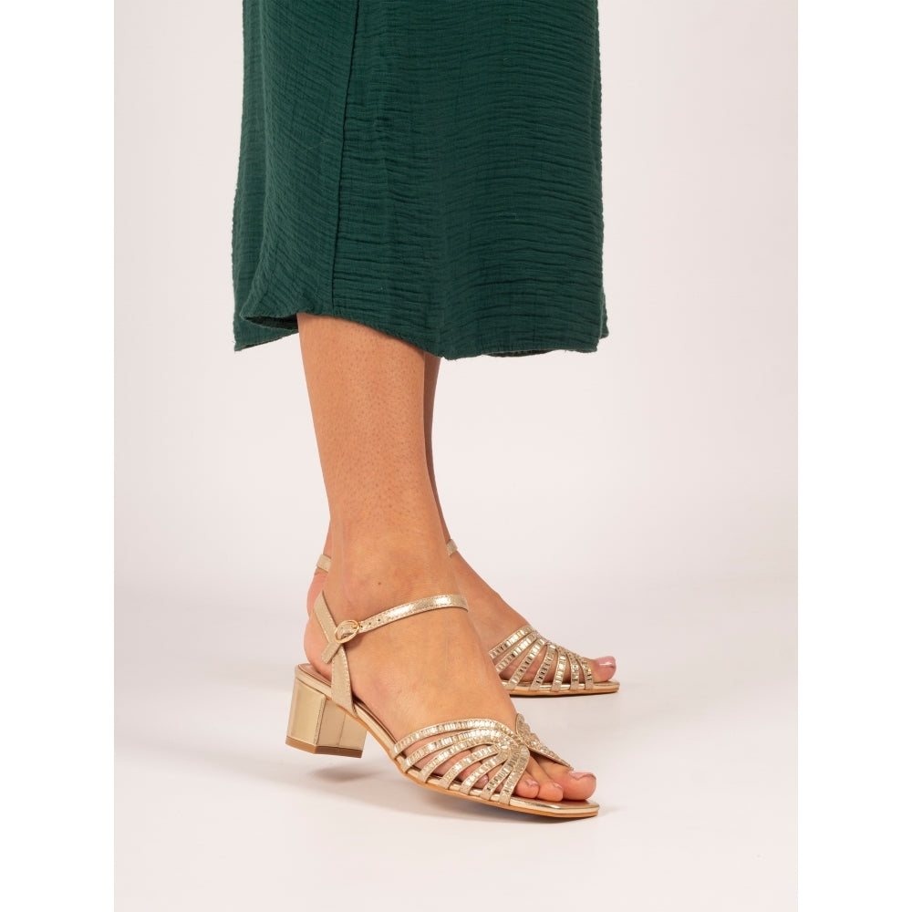 Twinkle Block Heel Sandal - Gold