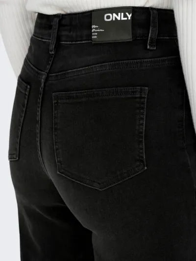 High Waist Wide Leg Jean - Washed Black