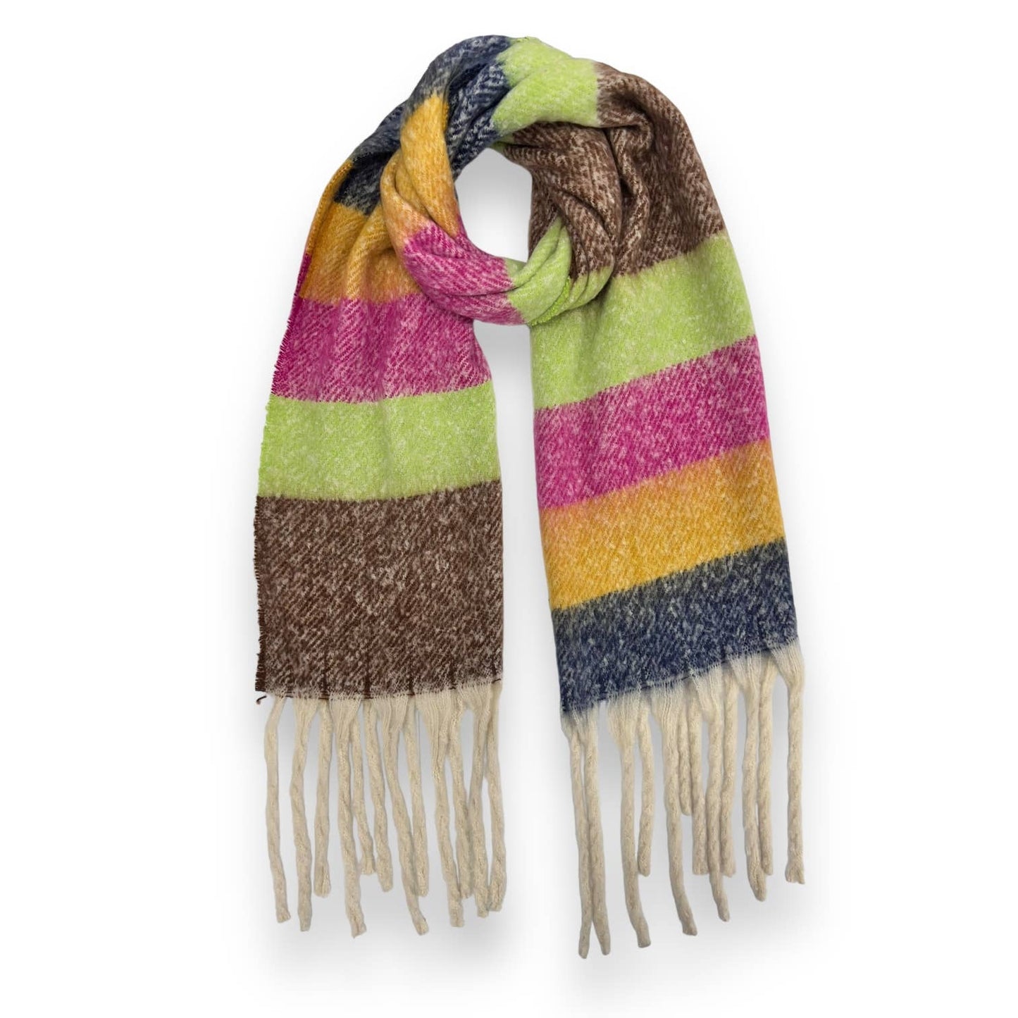 Fluffy Stripe Blanket Scarf - Multi