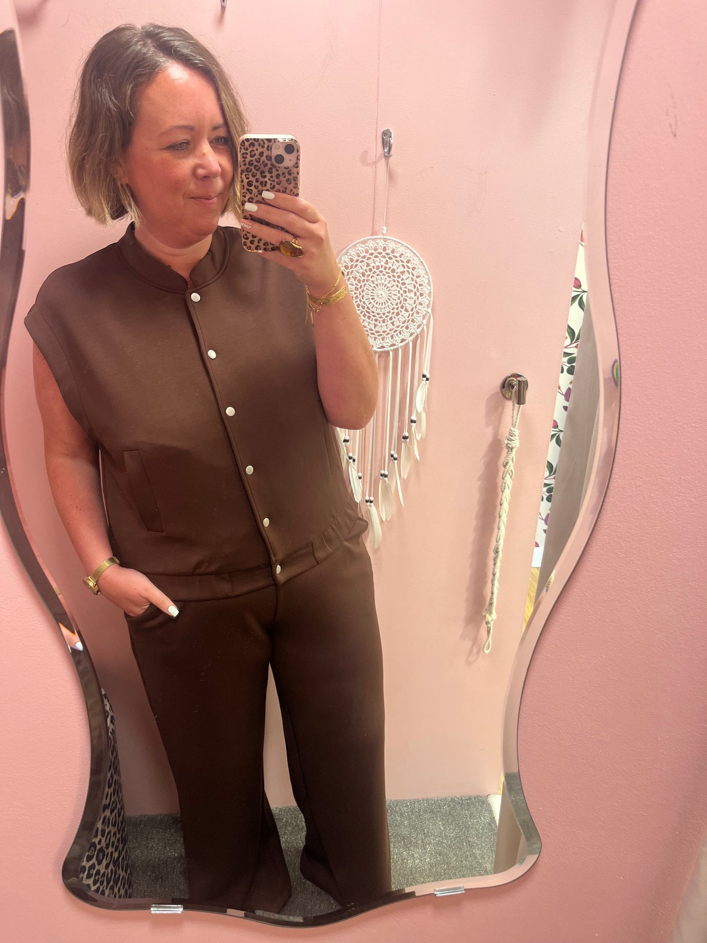 Wide Leg Jogger Pant - Coffee