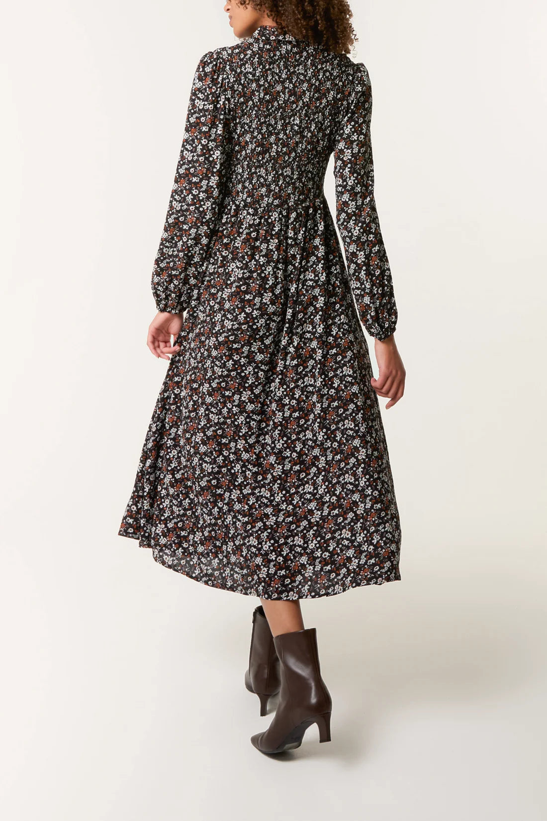 Shirred Shirt Dress - Autumn Ditsy Floral