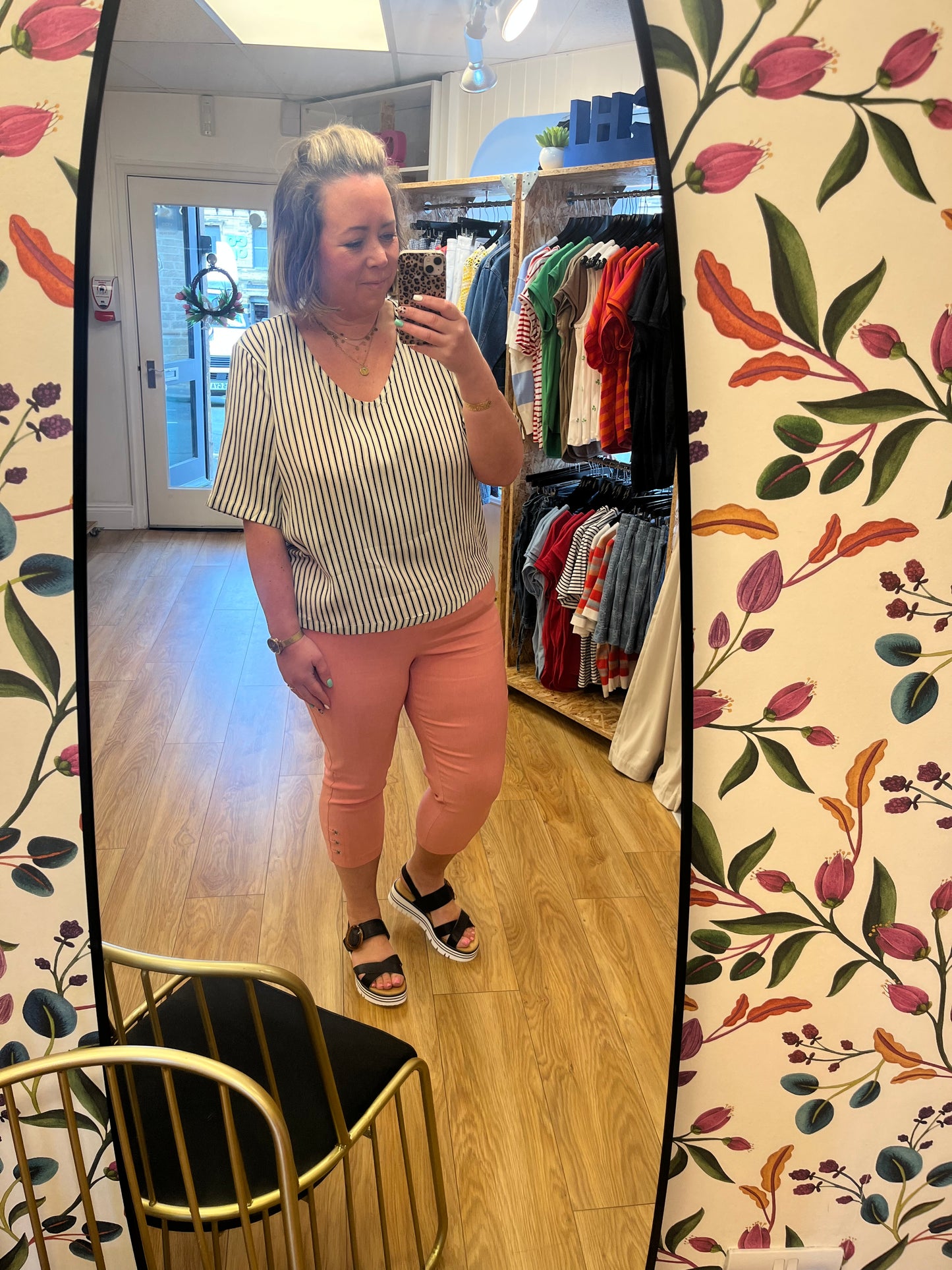 Pinns Bengaline Crop Trouser - Coral Mix