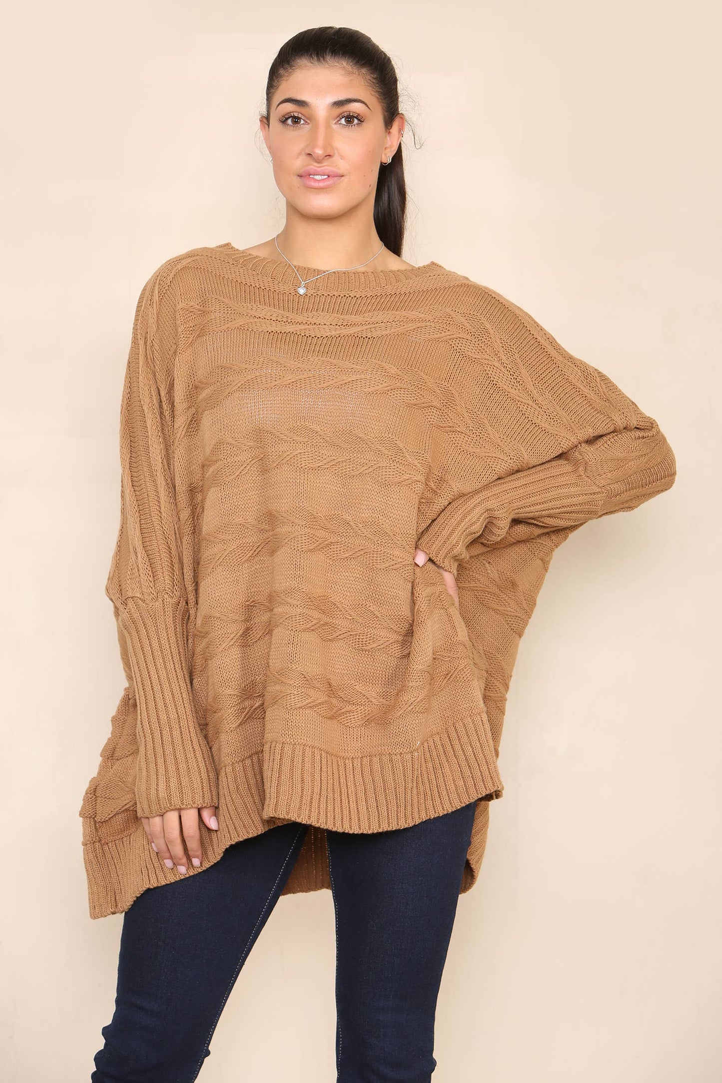 Curve Braided Knit Oversized Jumper