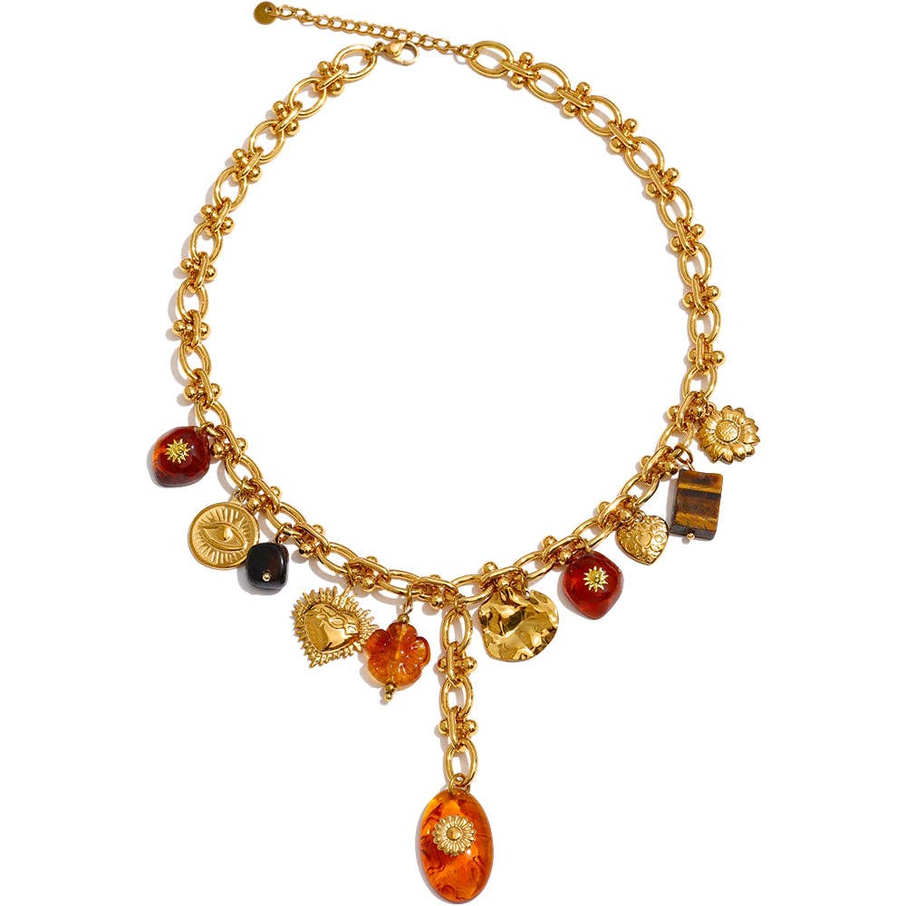 MG Statement Amber Charm Necklace