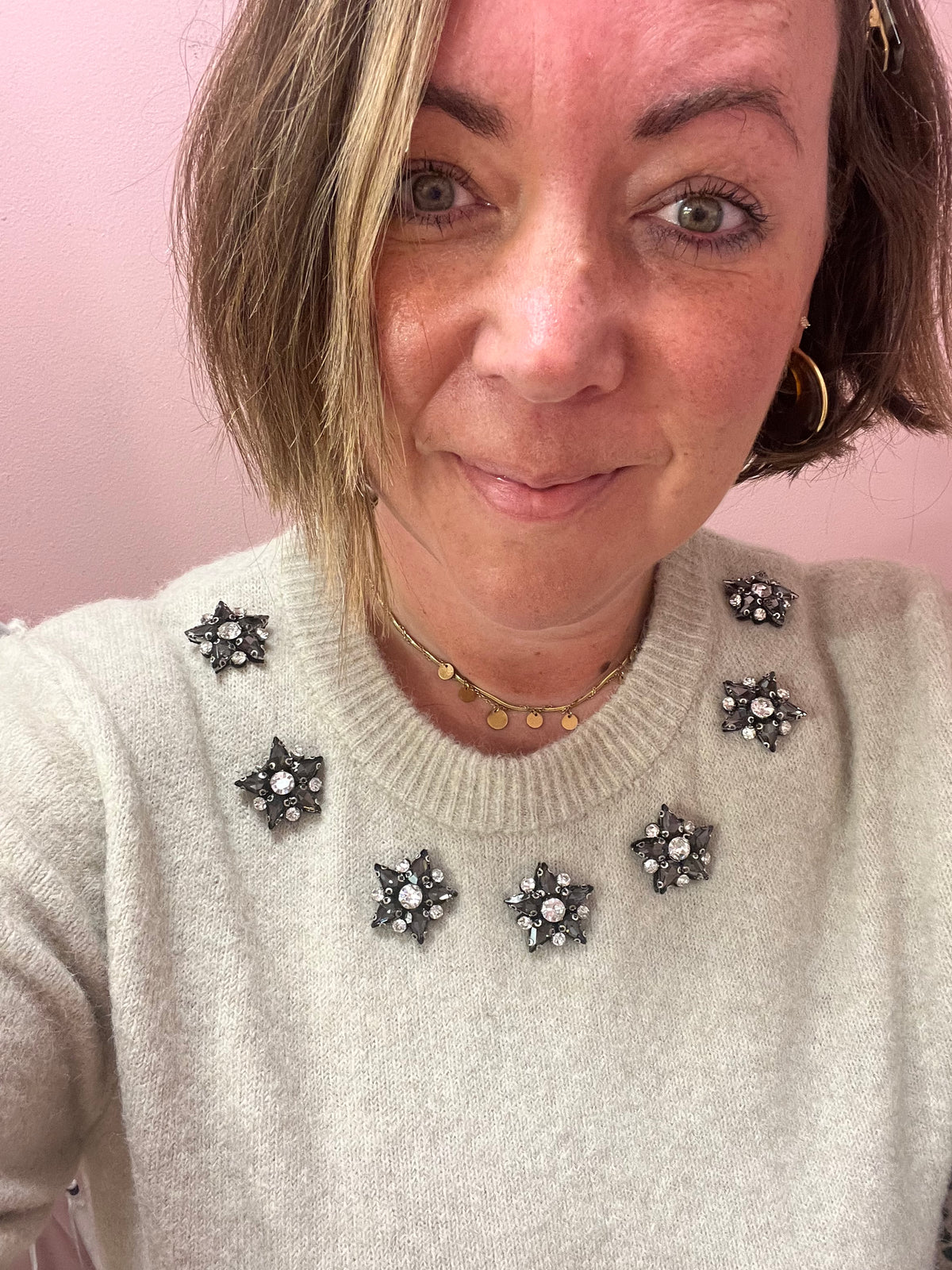 Jewel Neckline Knit Top