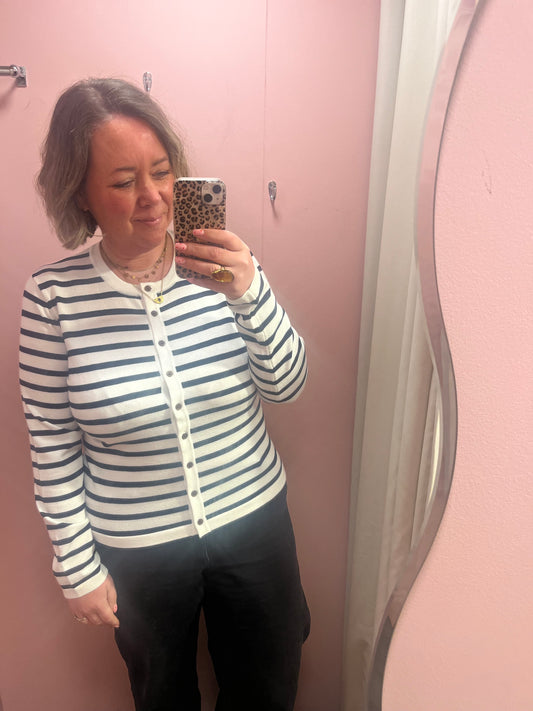 Navy Stripe Lightweight Cardigan