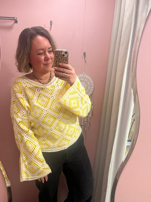 Diamond Crochet Top - Lemon