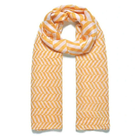 Ochre Chevron Print Scarf