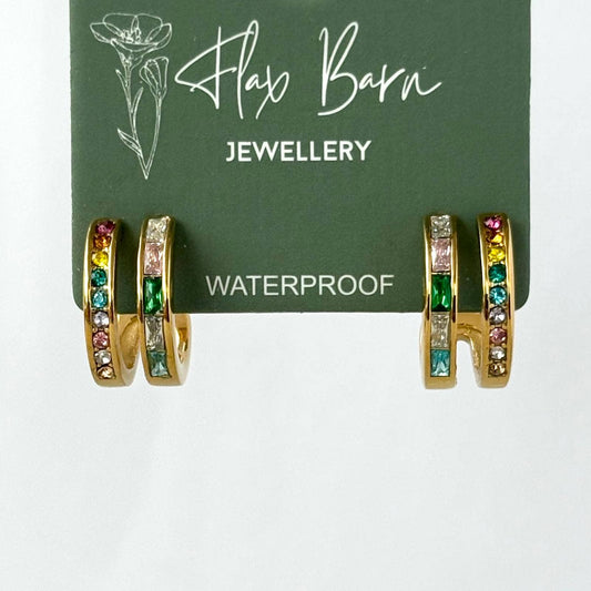 Double Hoop Studs - Multi Colour