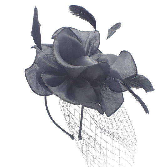 Chiffon Fascinator Wedding Hat - Black