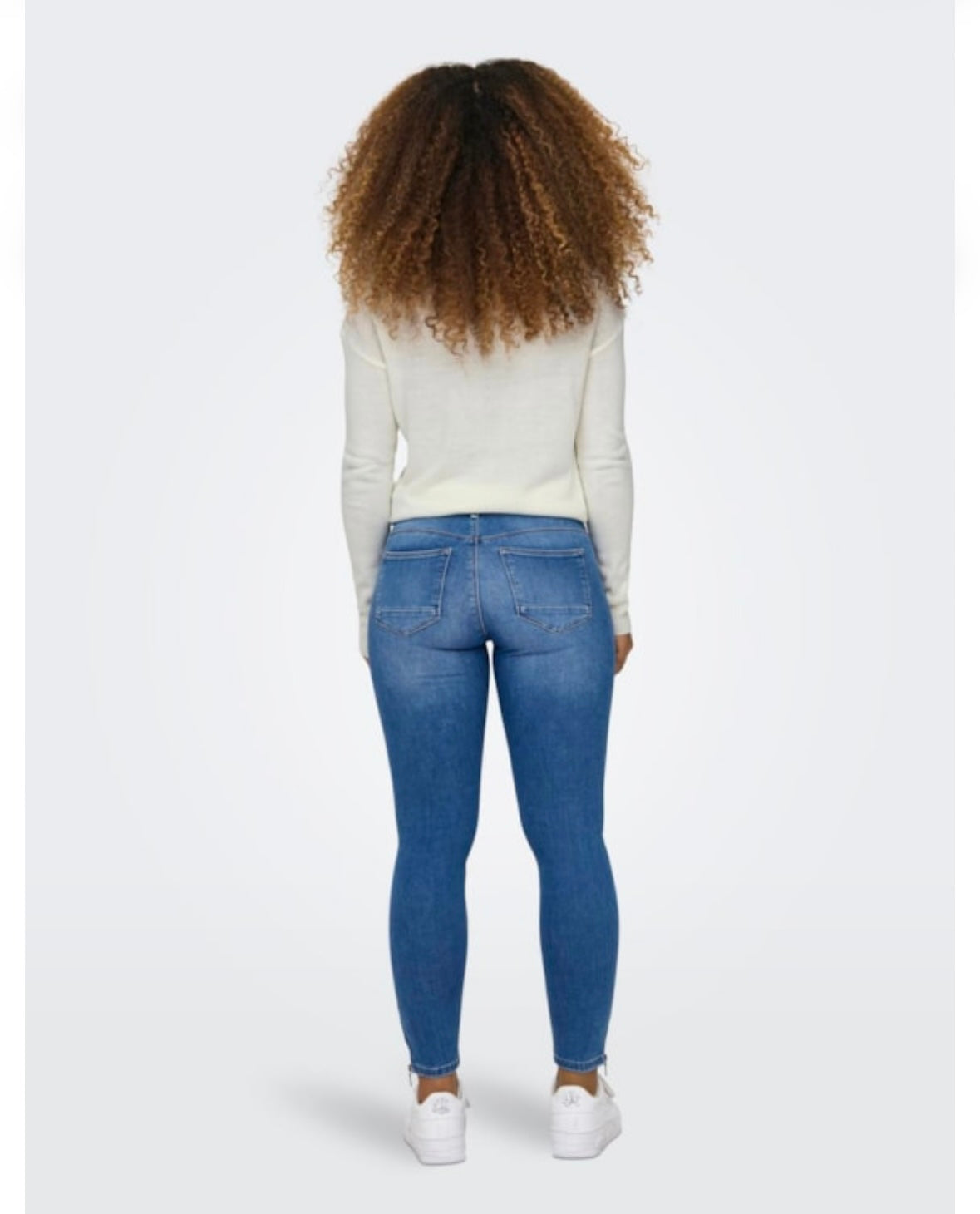 Ankle Grazer Zip Jeans - Mid Blue Denim