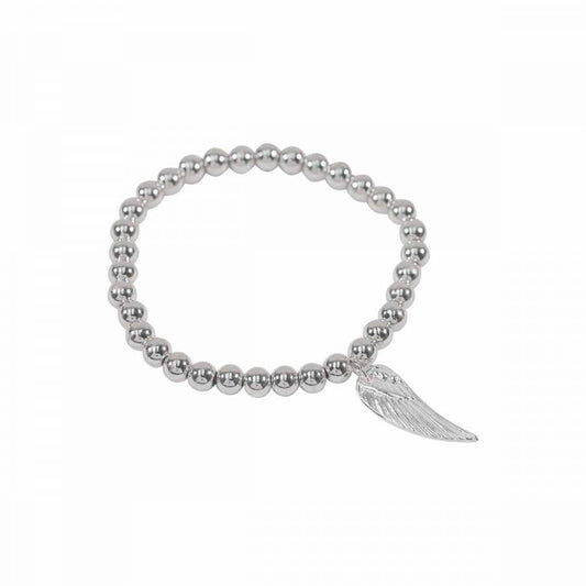 Ball Bracelet with Angel Wing Charm: Silver