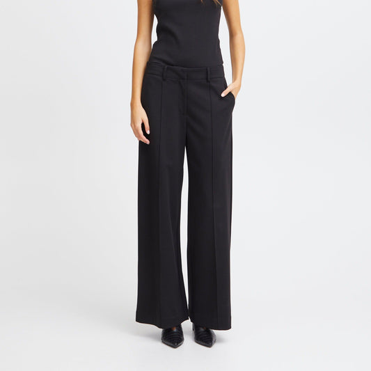 Kate Wide Leg Full Length Trouser - Black