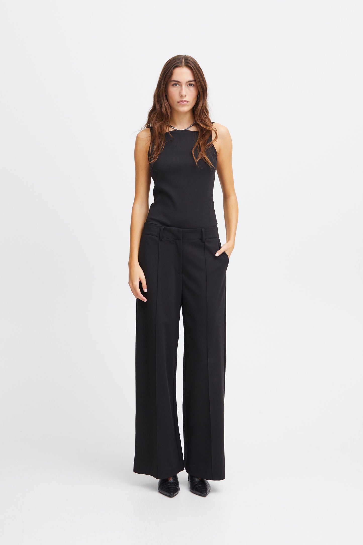 Kate Wide Leg Full Length Trouser - Black