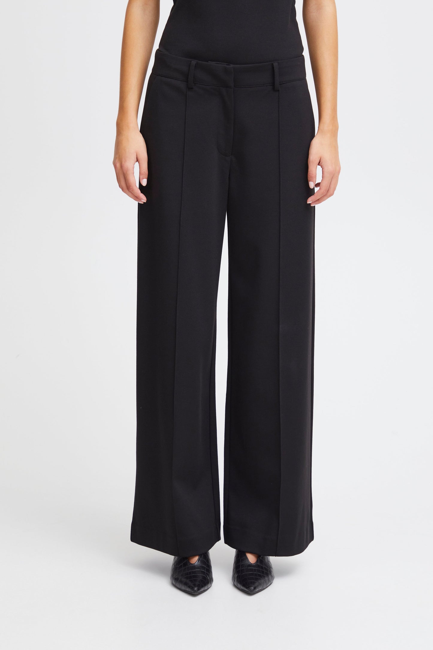 Kate Wide Leg Full Length Trouser - Black