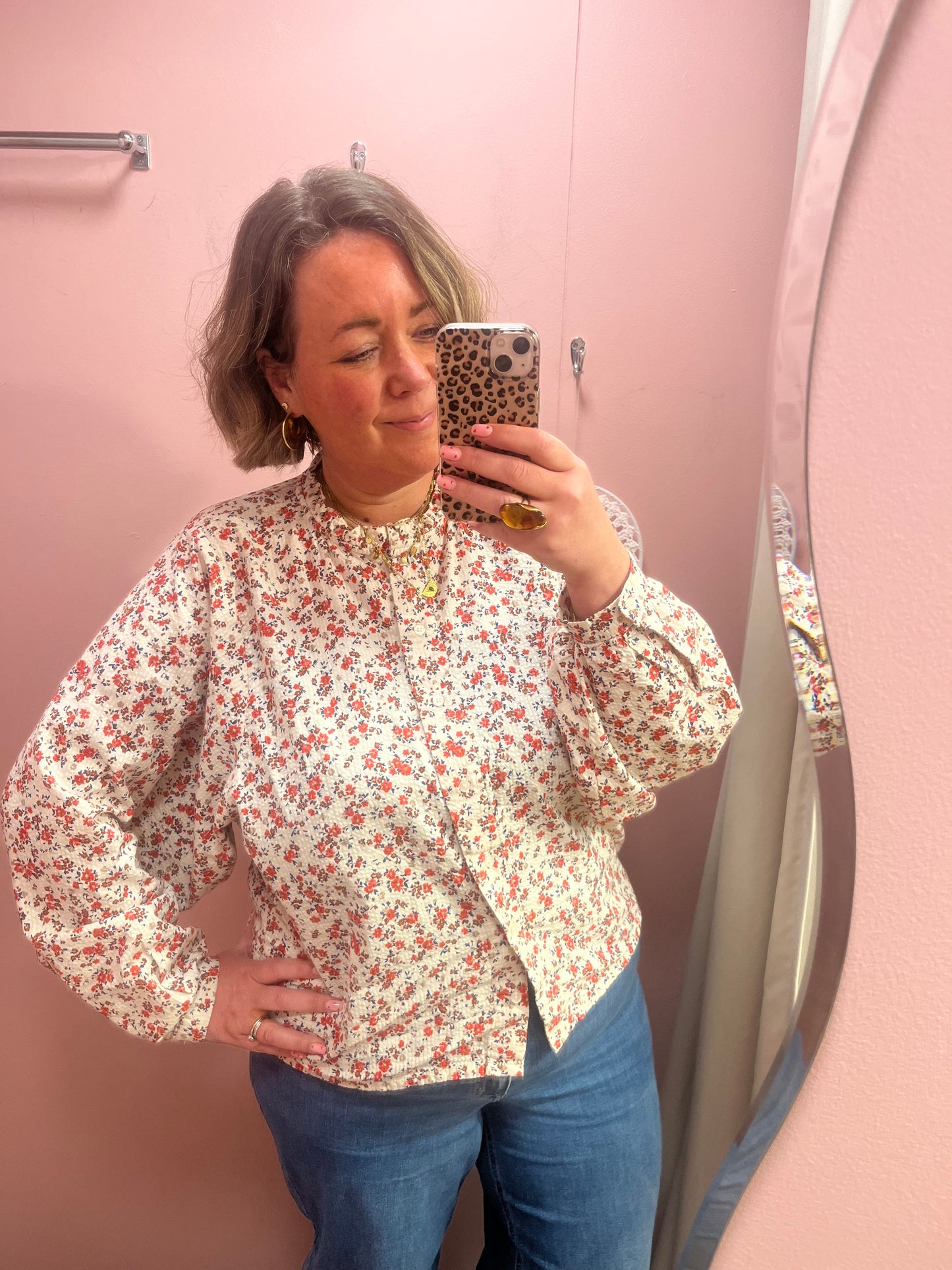 Gwyn Blouse - Red Ditsy Floral