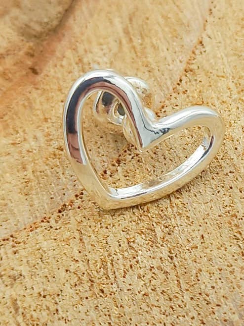 Hollow Heart Silver Stud Earring