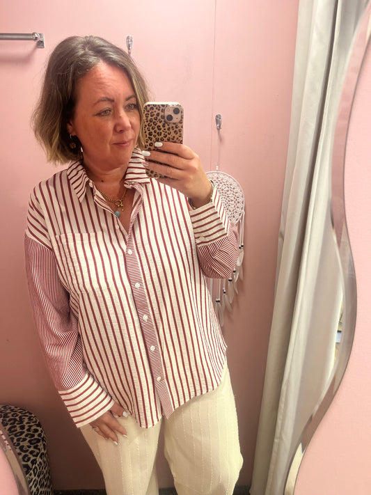 Premium Stripe Shirt - Rhododendrun