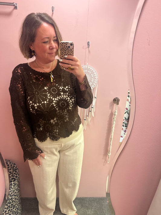 Crochet Top - Coffee Brown